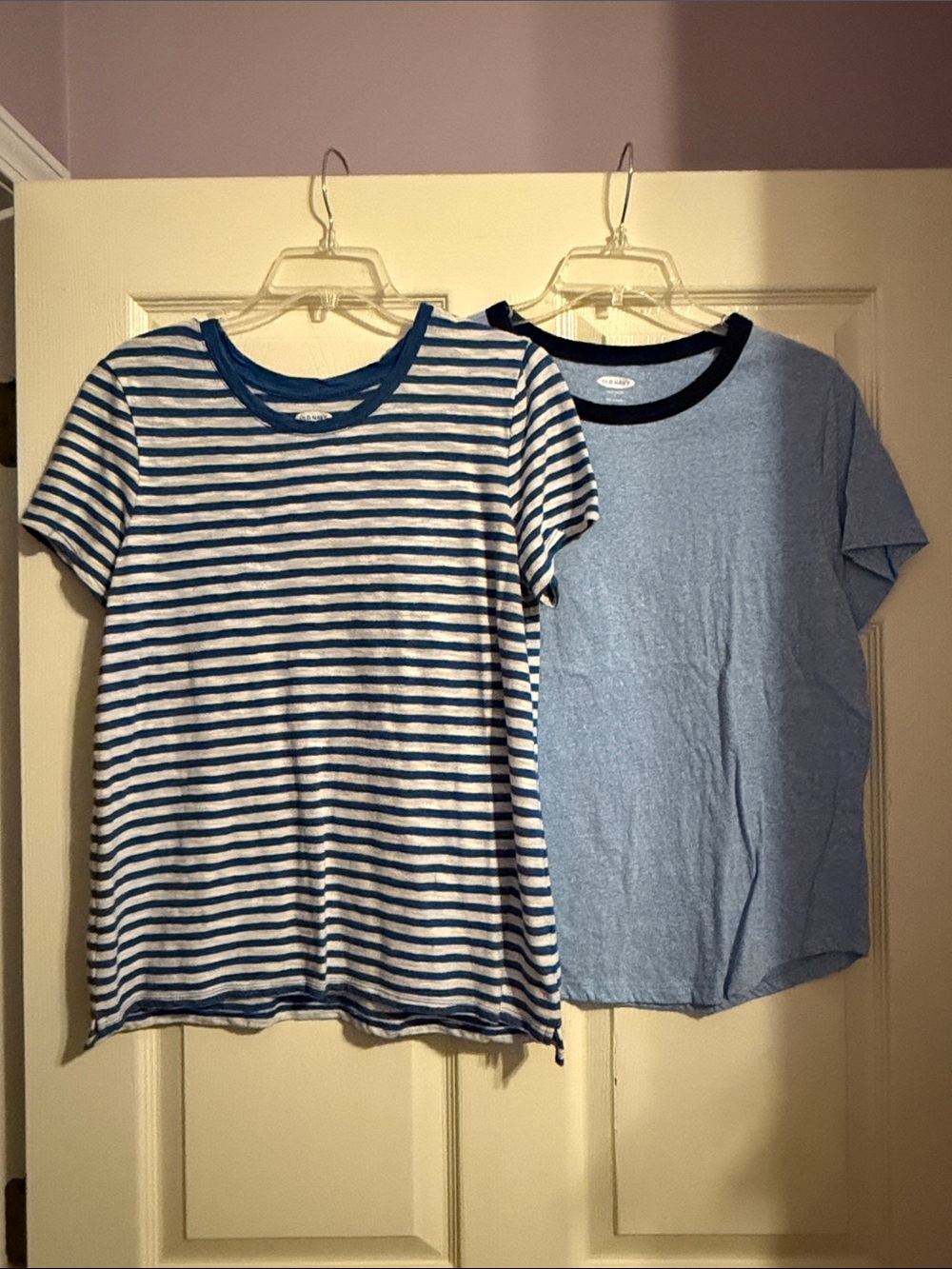 Old Navy Blue Striped and Light Blue Short-Sleeve Tee Duo